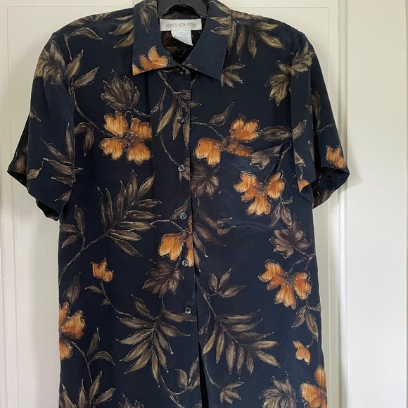 Jones New York 100% Silk Patterned Blouse - Picture 1 of 3